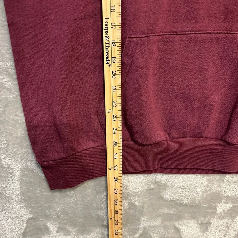 Adidas Hoodie Mens Medium Burgundy Yellow Graphic Logo Pullover Sweatshirt
